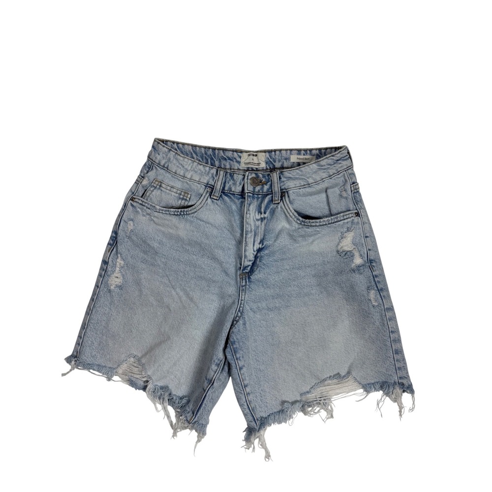 Cotton On Relaxed Short Light Wash Distressed High Rise Denim Shorts‎ Size 26